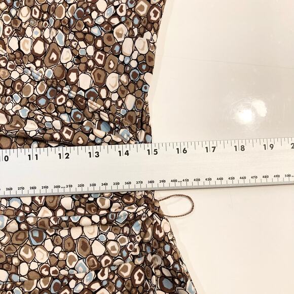 NWOT BCBGMAXAZRIA Dress L Brown Geometric-Print Faux-Wrap Tie Stretch Multicolor - Picture 13 of 16
